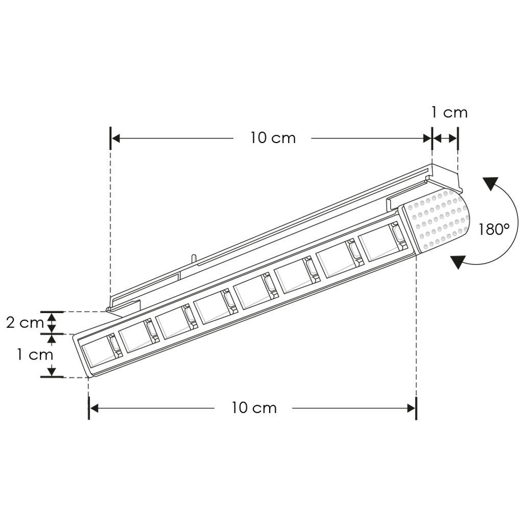 Mini proyector rectangular puntual dirigible para micro track magnétic 1W 24° 3000K 24V de iLumileds