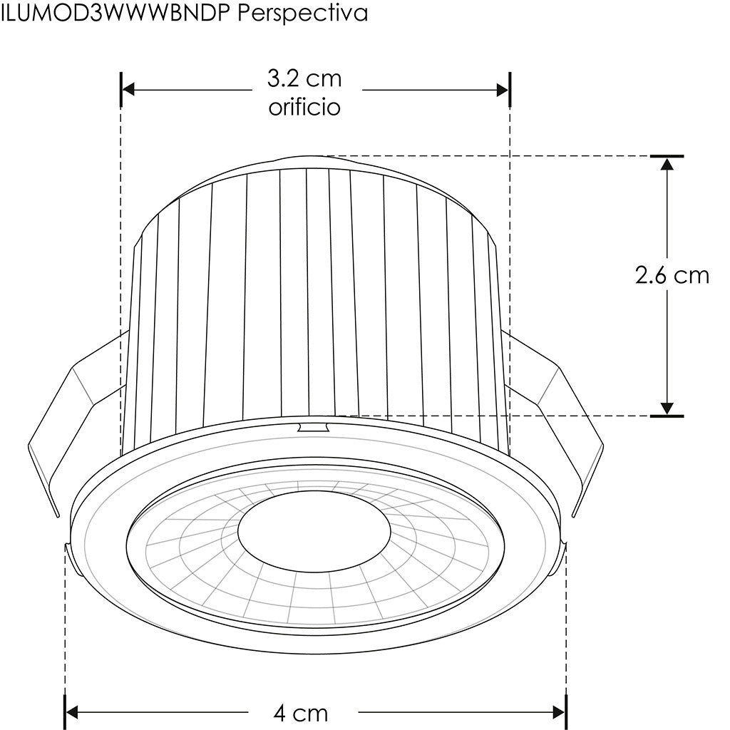 Mini módulo 3W 38° luz cálida (3000K) con arillos intercambiables incluidos (blanco / negro / plateado / dorado) 85-265V de iLumileds
