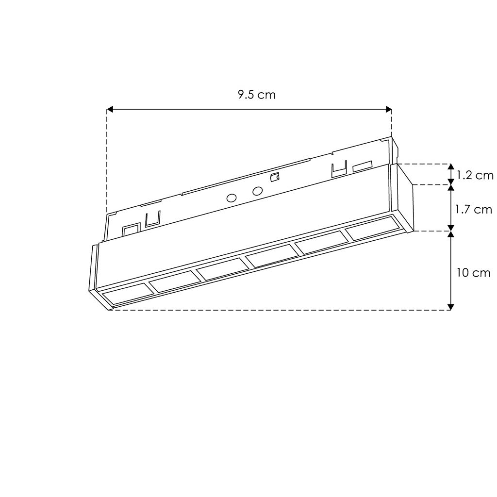 Luminario lineal 6W 24° bajo deslumbramiento 10cm para Nano Track luz cálida (3000K) 24Vcc de iLumileds