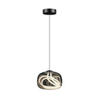 Luminario Amoriz suspender con pantalla en cristal ahumado negro, con neón LED al interior, 18W luz cálida (3000K), suspensión ajustable de 0-100cm de línea Europea iLumileds
