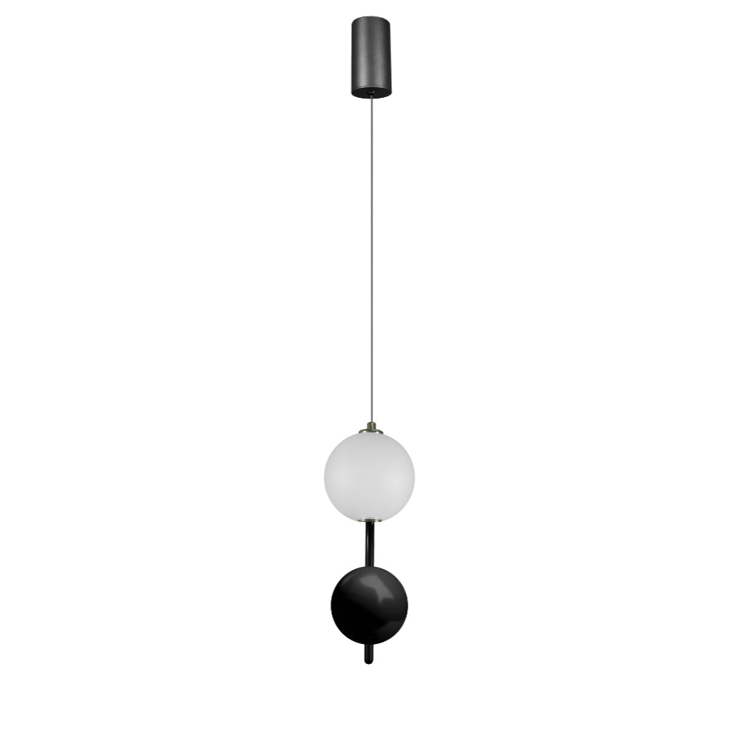 Luminario Heko Esferas supendidas 1 crital + 1 negra especular, 12w luz cálida (3000K) suspensión ajustable 0-120cm de línea Europea iLumileds