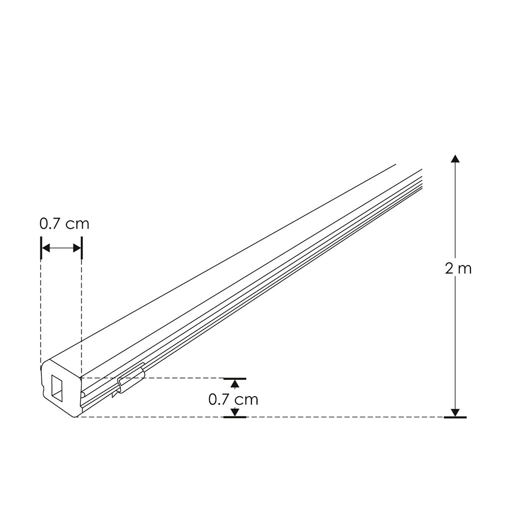 Kit perfil aluminio acabado negro ultra delgado empotrar ILUPA07NKIT. -L:2m A:0.8cm Al:0.7cm- incluye difusor, 2 tapas laterales y 2 grapas sujeción iLumileds