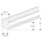 Kit perfil aluminio acabado negro ultra delgado empotrar ILUPA0806NKIT -L:2m A:0.8cm Al:0.6cm- incluye difusor, 2 tapas laterales y 2 grapas sujeción iLumileds