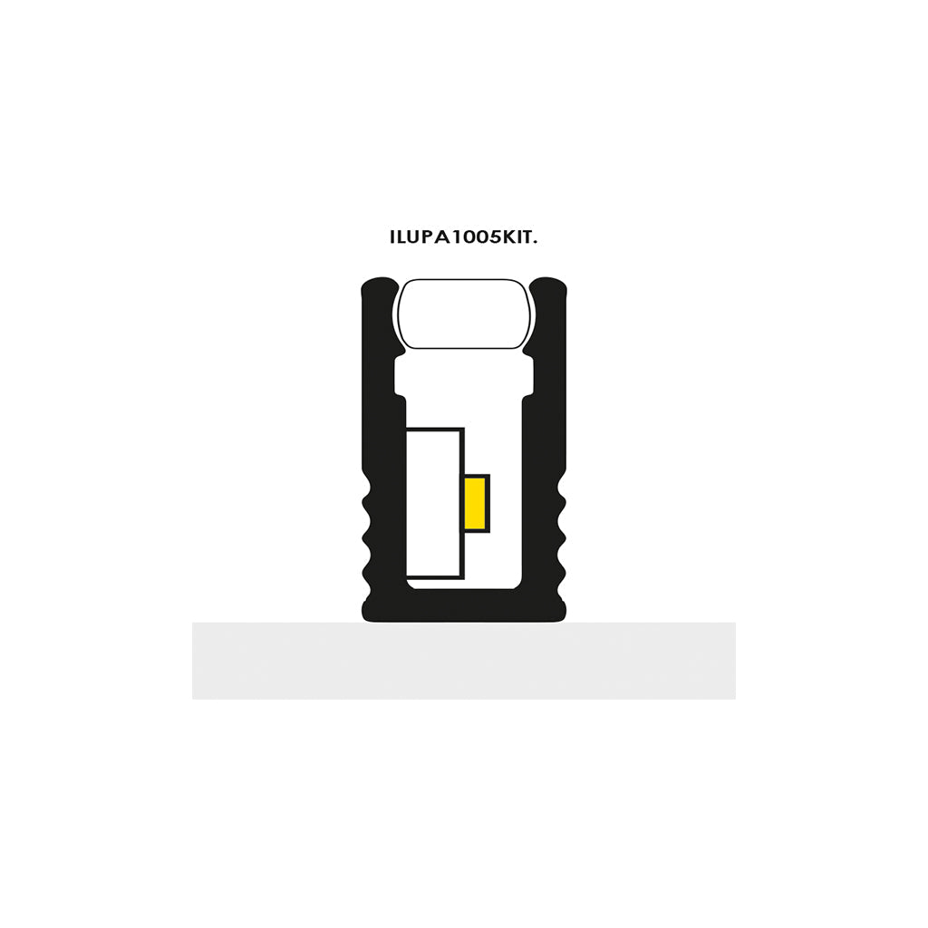 Kit de perfil de aluminio ultra-estrecho ILUPA1005KIT. -L:2m A:0.28cm Al:1cm- para tira LED, incluye difusor acrílico, 2 tapas laterales, 2 grapas de sujeción de iLumileds