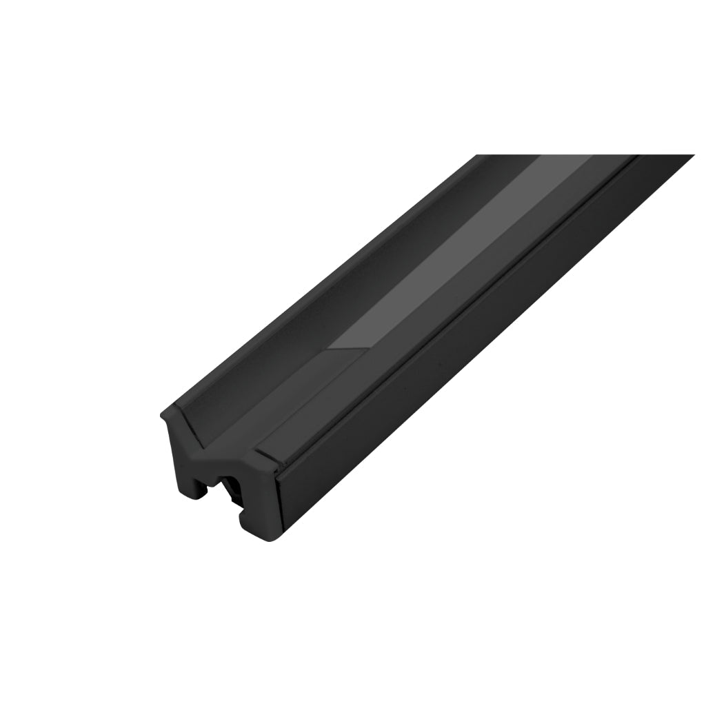 Kit de perfil aluminio efecto wall washer ILUPA109NKIT. -L2m A:1.2cm Al:0.85cm- para tira LED incluye difusor negro traslucido y 2 tapas laterales de iLumileds