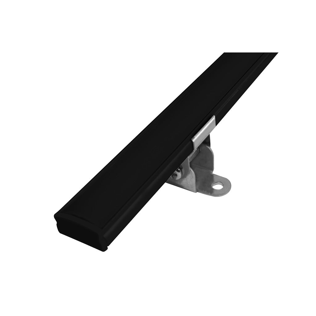 Kit perfil negro aluminio dirigible ILUPA1205NKIT. -L:2m A:1.7cm Al:0.8cm- incluye difusor, tapas laterales, grapas de sujeción y bases metálicas dirigibles