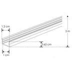 Kit perfil aluminio compatible con lambrin decorativo WPC ILUPA1207KIT -L:2m A:1.2cm Al:0.65cm- incluye difusor y 2 tapas laterales de iLumileds