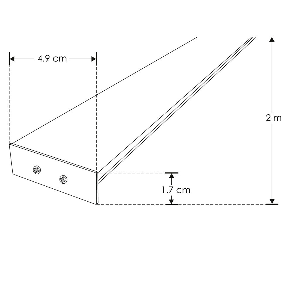 Kit perfil aluminio sobreponer luz doble salida ILUPA1402NKIT. -L:2m A:4.9cm Al:1.7cm- incluye difusor acrílico, tapas laterales y grapas de sujeción