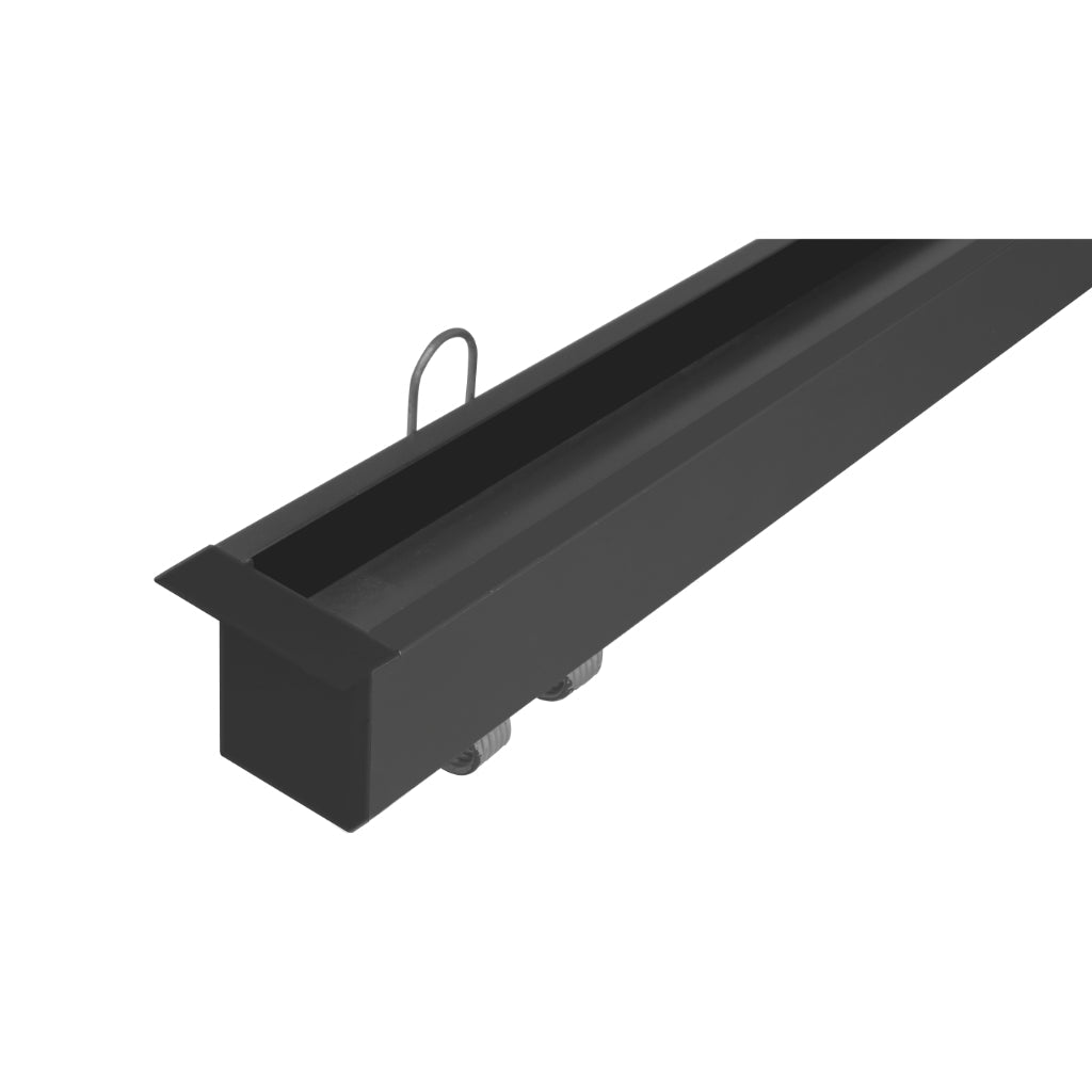 Kit de perfil de bajo deslumbramiento con difusor remetido con ceja ILUPA1722NUGRCKI -L:2m Al:2.2cm A:1.7cm- para tira LED, incluye difusor negro traslucido, 2 tapas laterales y 2 resortes sujeción de iLumileds