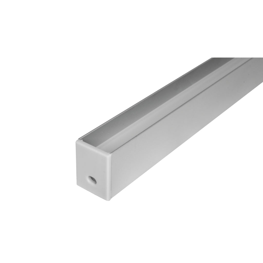 Kit de perfil de bajo deslumbramiento con difusor remetido ILUPA1722UGRKIT -L:2m Al:2.2cm A:1.7cm- para tira LED, incluye difusor opalino, 2 tapas laterales y 2 grapas sujeción de iLumileds