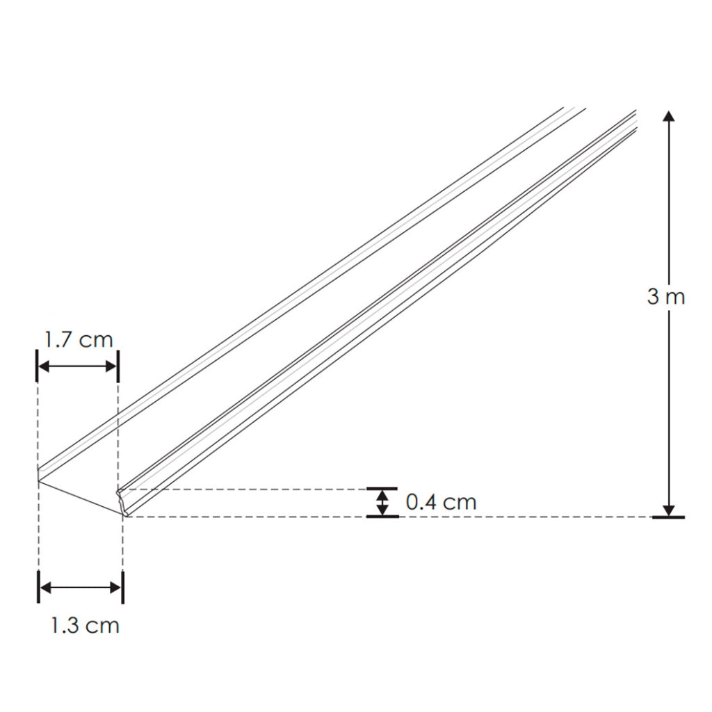 Kit perfil aluminio flexible ILUPA1806FLEKIT -L:3m A:1.8cm Al:0.5cm- incluye difusor acrílico, tapas laterales, grapas de sujeción de iLumileds