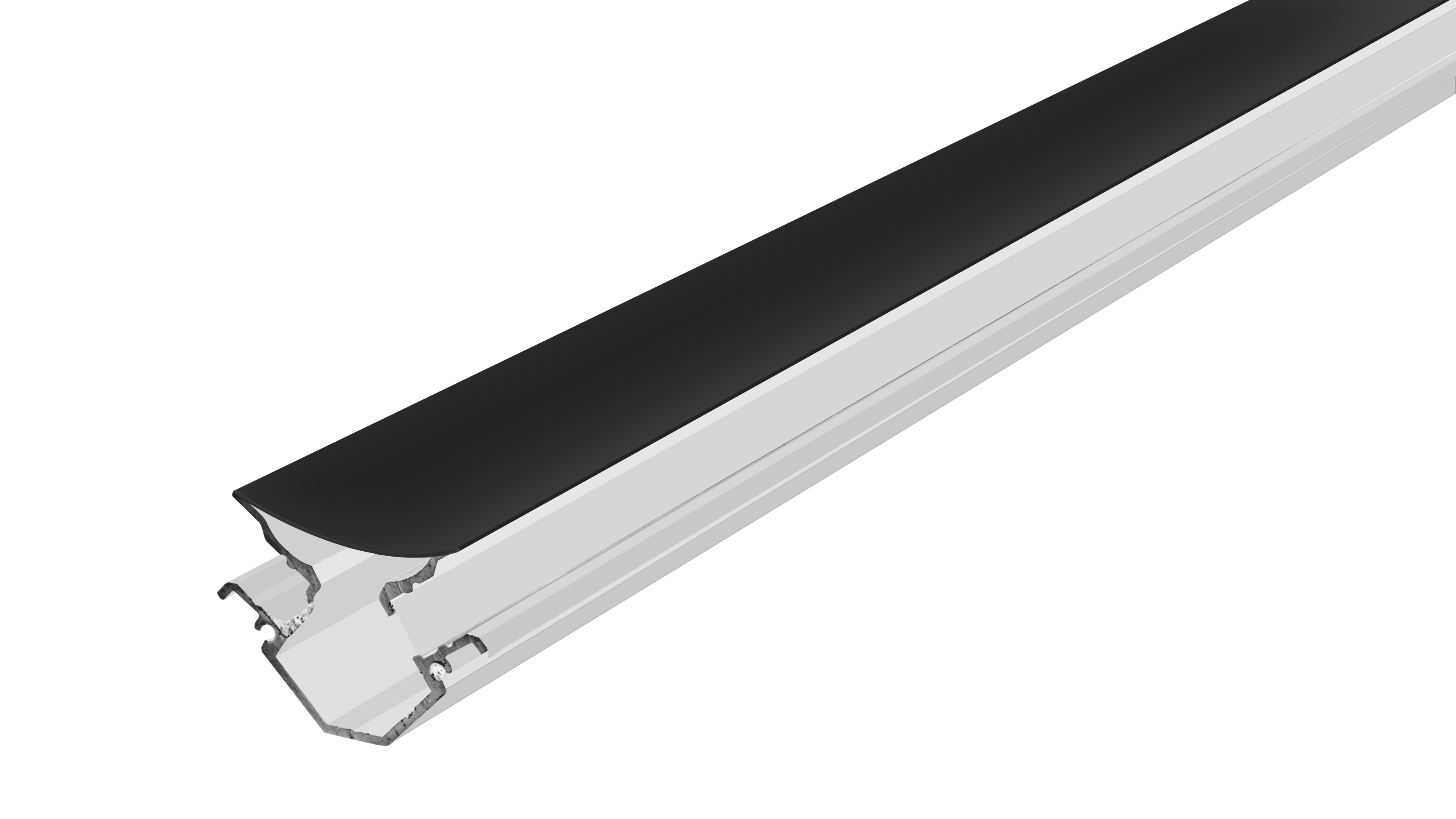 Kit perfil aluminio esquinero doble salida de luz ILUPA191BKIT. -L:2m A:4.3cm Al:3cm- incluye difusor, tapas laterales y grapas de sujeción iLumileds