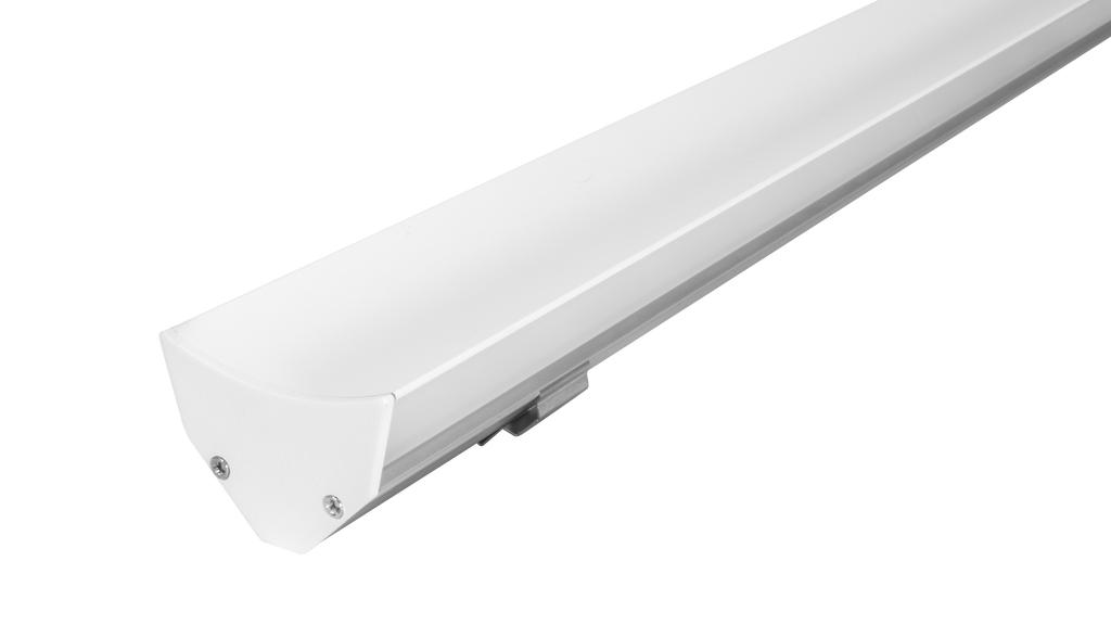 Kit de perfil de aluminio sobreponer esquinero doble salida de luz ILUPA191WKIT. -L:2m A:4.3cm Al:3cm- para tira LED, incluye difusor acrílico, 2 tapas laterales y 2 grapas de sujeción