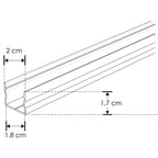 Kit perfil aluminio compatible con lambrin decorativo WPC ILUPA2018KIT. -L:2m A:2cm Al:1.7cm- incluye difusor y 2 tapas laterales de iLumileds