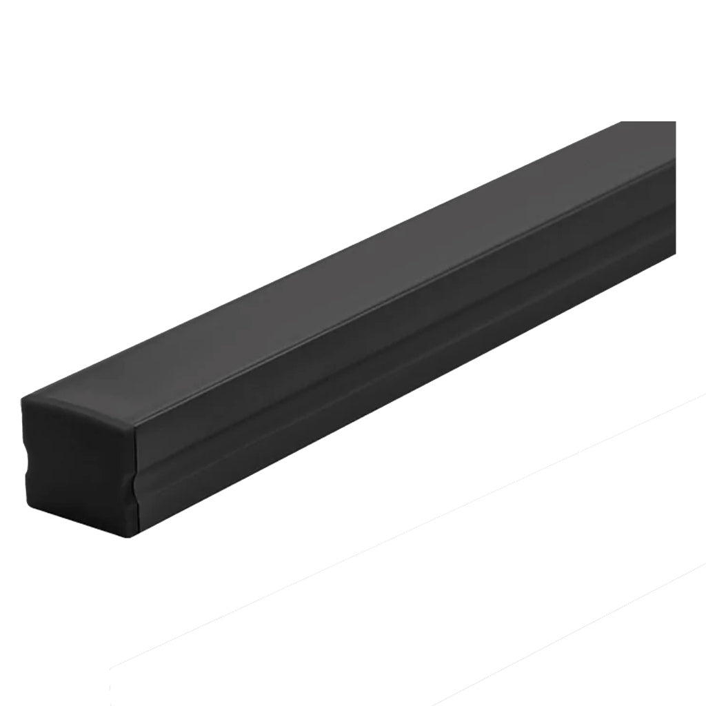 Kit perfil negro aluminio compatible con lambrin decorativo WPC ILUPA2018NKIT. -L:2m A:2cm Al:1.7cm- incluye difusor y 2 tapas laterales de iLumileds