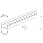 Kit perfil aluminio compatible con lambrin decorativo WPC ILUPA2210KIT -L:2m A:2.2cm Al:0.9cm- incluye difusor y 2 tapas laterales de iLumileds