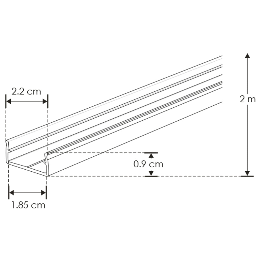 Kit perfil aluminio compatible con lambrin decorativo WPC ILUPA2210KIT -L:2m A:2.2cm Al:0.9cm- incluye difusor y 2 tapas laterales de iLumileds