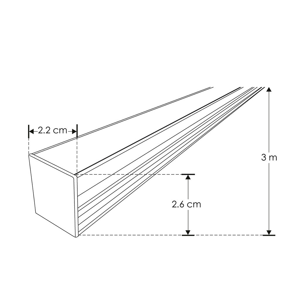 Kit de perfil de aluminio para empotrar en piso en exteriores ILUPA2216NKIT. -L:3m A:2.1cm Al:2.6cm- para tira LED incluye, difusor acrílico, 2 tapas laterales de iLumileds