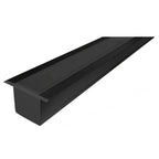 Kit de perfil de alumino acabado negro con ceja para empotrar SIN DIFUSOR ILUPA2403CONKIT. -L:2m A:2.3/4cm Al:2.6m- para tiras LED o tarjetas de LED recomendadas, incluye 2 tapas laterales, 2 grapas y 2 resortes de sujeciónde iLumileds