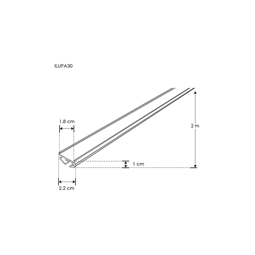 Kit perfil aluminio suspender con difusor cilíndrico ILUPA30KIT. - L:2m Ø:3cm- para tira LED, incluye tapas laterales y kit de suspensión de iLumileds