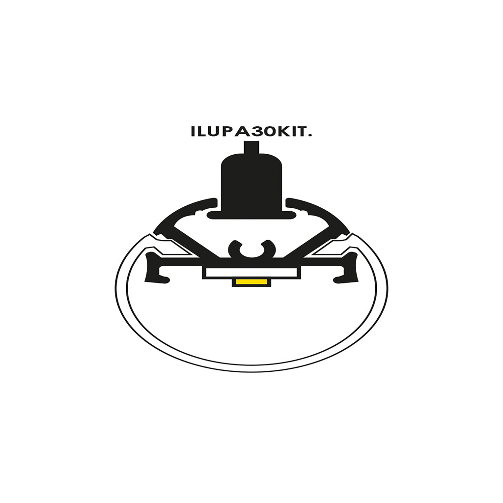 Kit perfil aluminio suspender con difusor cilíndrico ILUPA30KIT. - L:2m Ø:3cm- para tira LED, incluye tapas laterales y kit de suspensión de iLumileds
