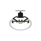 Kit perfil aluminio suspender con difusor cilíndrico ILUPA30KIT. - L:2m Ø:3cm- para tira LED, incluye tapas laterales y kit de suspensión de iLumileds