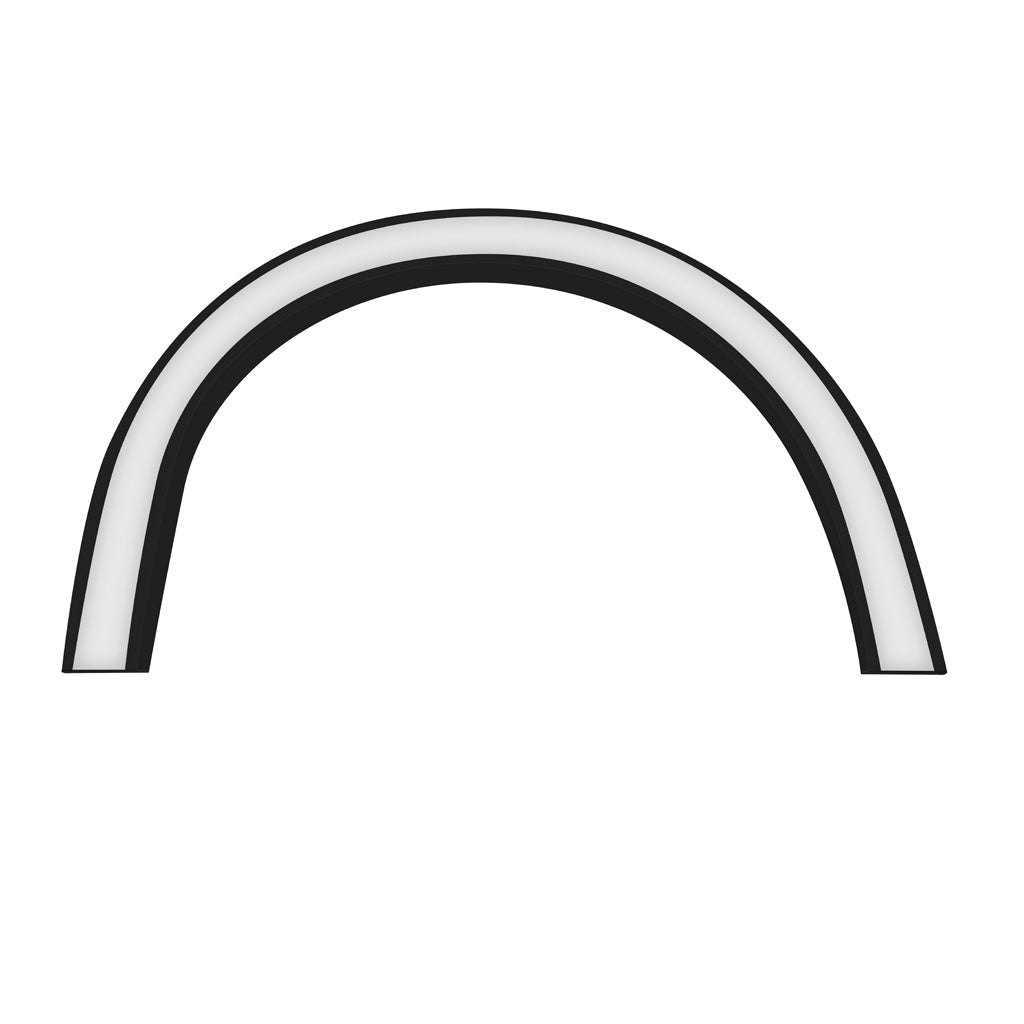 Kit de perfil negro flexible con ceja ILUPA3535NCFLKIT -L:3m, A:4.5cm, Al:3.5/4.5cm- incluye kit de 2 tapas laterales negras y kit de 2 sujetadores (NO incluye difusor) de iLumileds