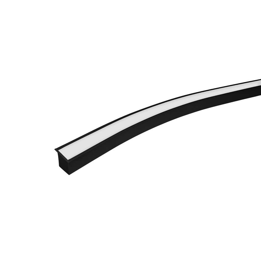 Kit de perfil negro flexible con ceja ILUPA3535NCFLKIT -L:3m, A:4.5cm, Al:3.5/4.5cm- incluye kit de 2 tapas laterales negras y kit de 2 sujetadores (NO incluye difusor) de iLumileds