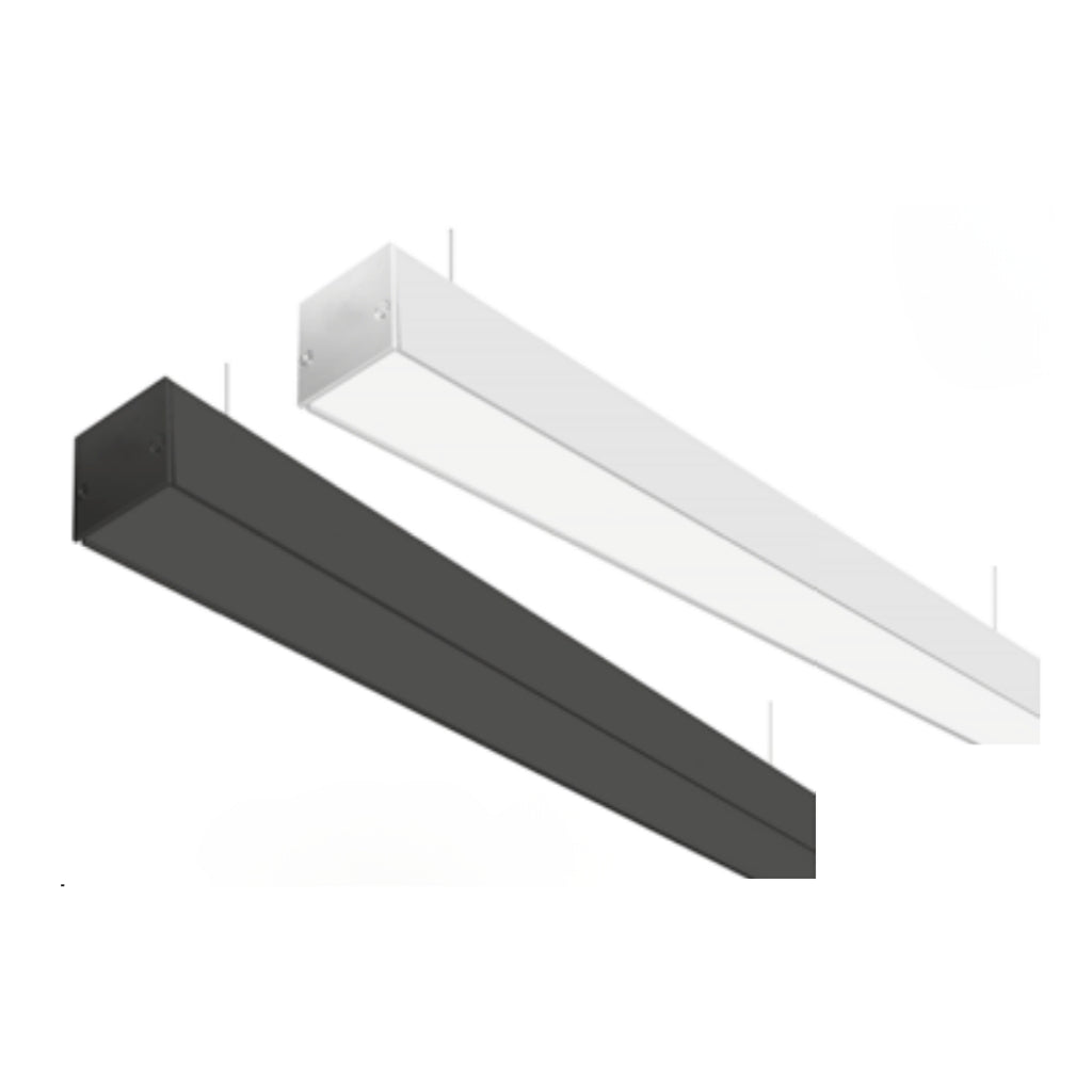Kit perfil aluminio acabado negro suspender difusor plano ILUPA3535NKIT -L:2m A:3.5cm Al: 3.5cm- incluye difusor, tapas laterales y kit para de iLumileds