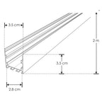 Kit perfil aluminio acabado negro suspender difusor plano ILUPA3535NKIT -L:2m A:3.5cm Al: 3.5cm- incluye difusor, tapas laterales y kit para de iLumileds
