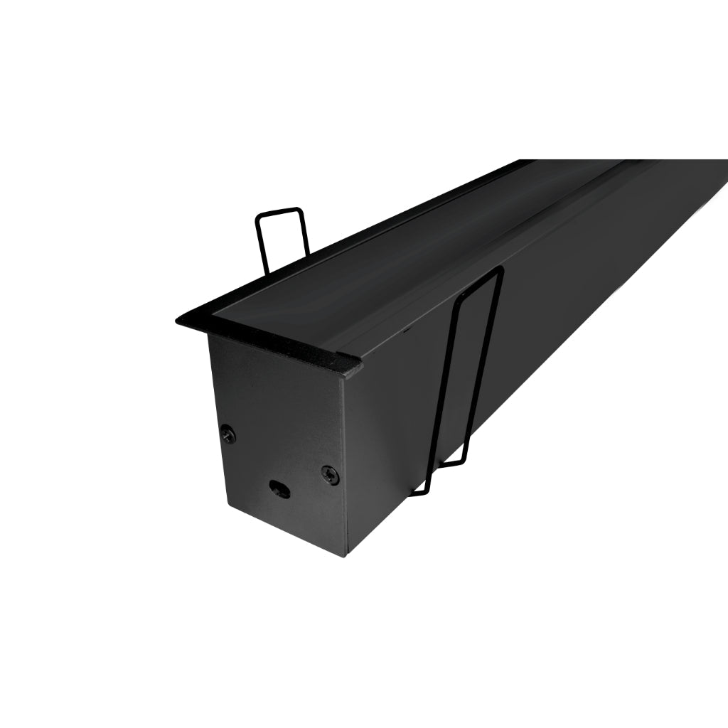 Kit de perfil large de bajo deslumbramiento con difusor remetido con ceja ILUPA3551NUGRCKI -L:2m A:4.5cm Al:5.1cm- para tira LED, incluye difusor negro traslucido, 2 tapas laterales y 2 resortes sujeción de iLumileds