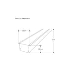 Kit perfil aluminio ancho para plafón ILUPA5032KIT. -L:2m A:6.2cm Al:3.2cm- para tira LED, incluye difusor, tapas laterales y resortes de sujeción