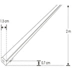 Kit perfil aluminio delgado ILUPA525KIT. -L:2m A:1.3cm Al:0.7cm- incluye difusor acrílico, 2 tapas laterales y 2 grapas de sujeción