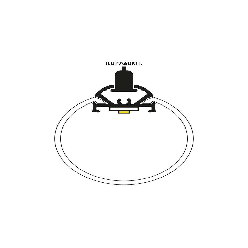 Kit perfil aluminio suspender con difusor cilíndrico ILUPA60KIT. - L:2m Ø:6cm- para tira LED, incluye tapas laterales y kit de suspensión de iLumileds