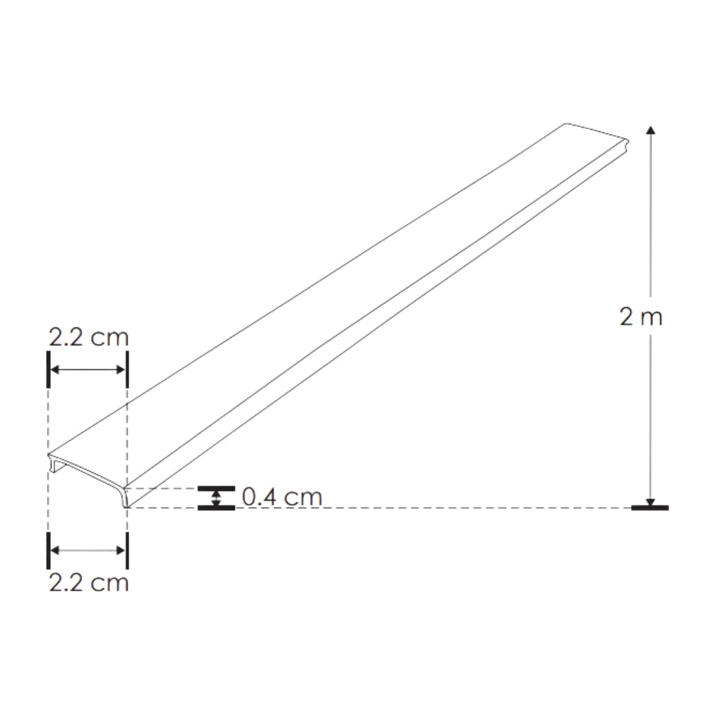 Kit perfil aluminio trimless ILUPA6114KIT. -L:2m, A:2cm, Al1.4cm- incluye difusor y tapas laterales de iLumileds