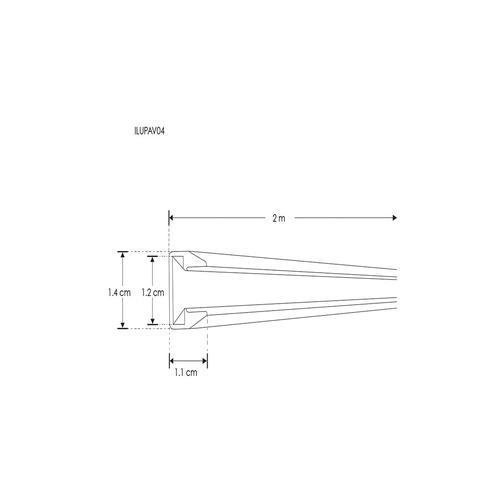 Kit perfil aluminio ILUPAV04 base para repisas iluminadas cristal templado 8mm (cristal no incluido) -L:2m A:1.4cm Al:1.1cm- de iLumileds