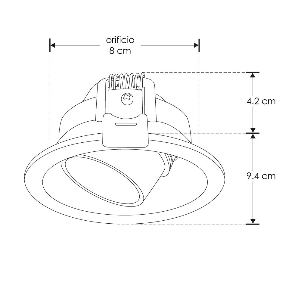 Portalámpara para MR16 dirigible con snoot fabricado en policarbonato, incluye base GU10 de iLumileds