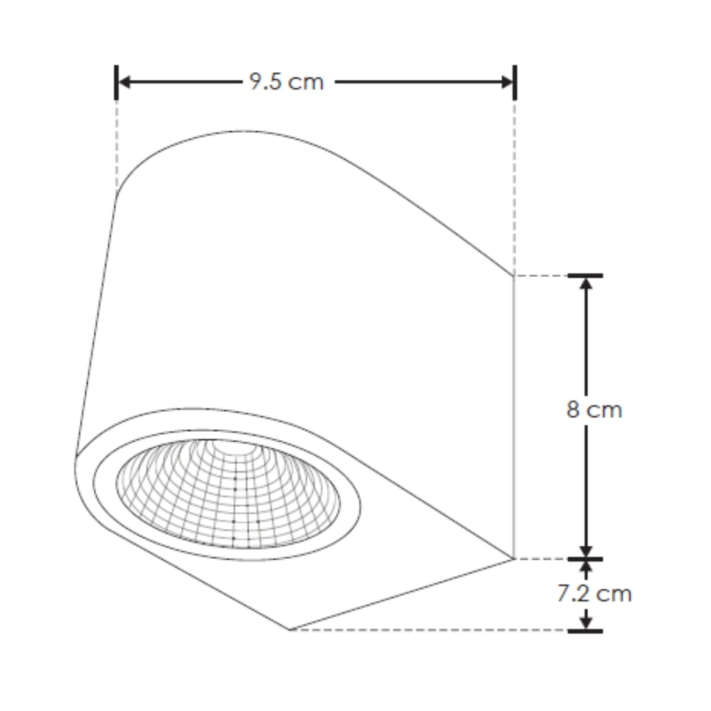 Arbotante cilíndrico de policarbonato 3W 90° luz directa cálida (3000K) 85-265V de iLumileds