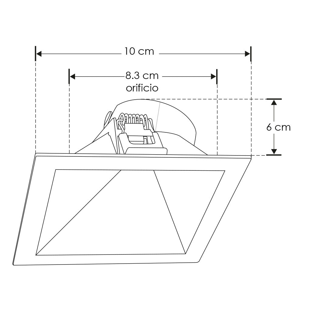 Difusor wall-washer cuadrado de bajo deslumbramiento de policarbonato para módulo LED 8W de iLumileds