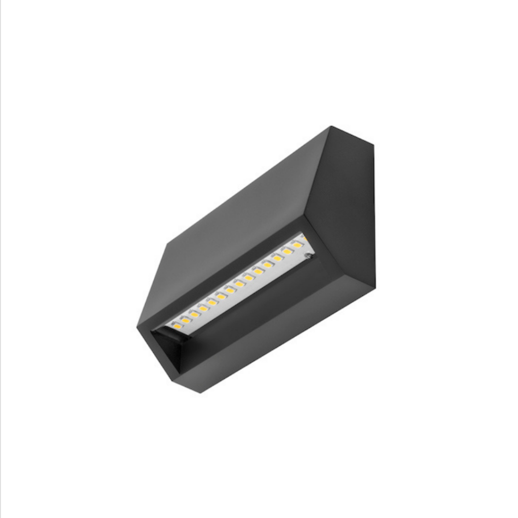 Luminario rectangular 3W de cortesía para pared y escaleras de policarbonato negro luz cálida de iLumileds