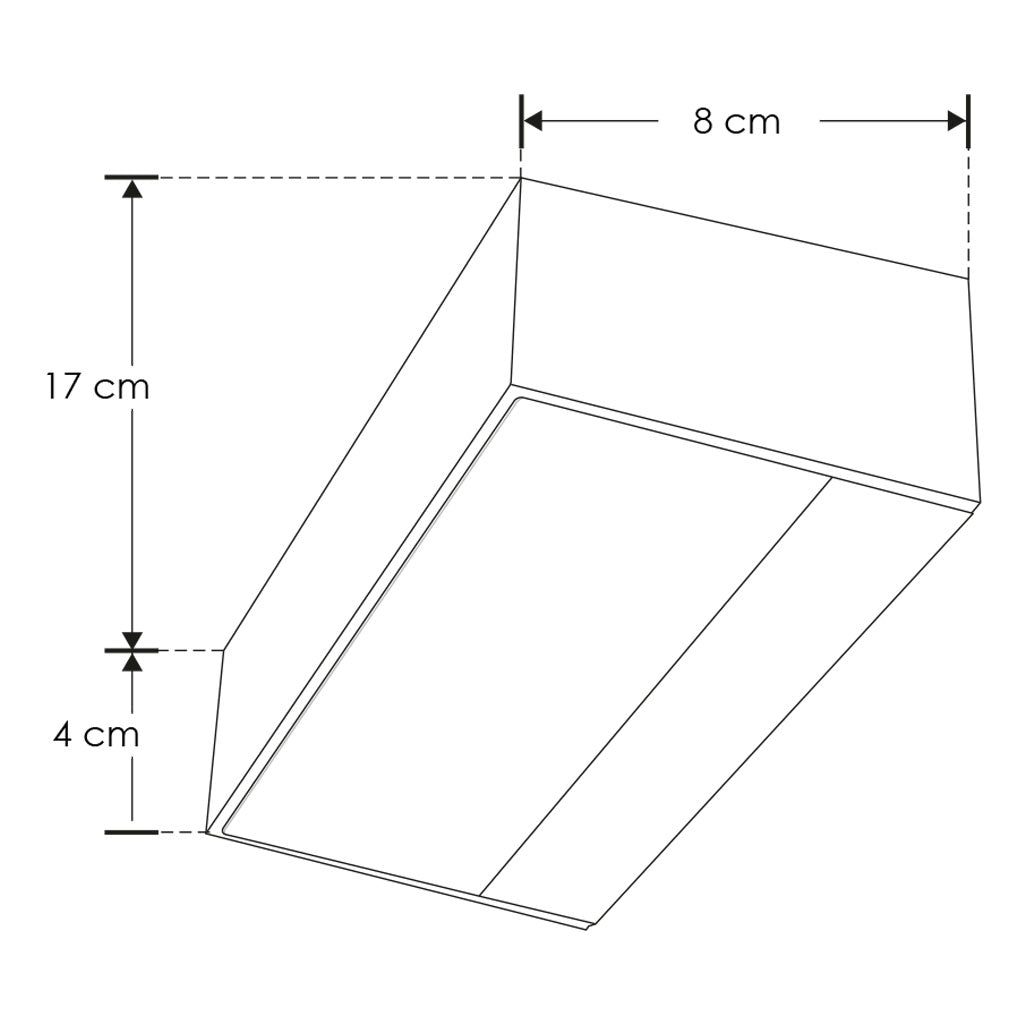 Luminario rectangular 9W luz directa para muro, de policarbonato negro luz cálida de iLumileds
