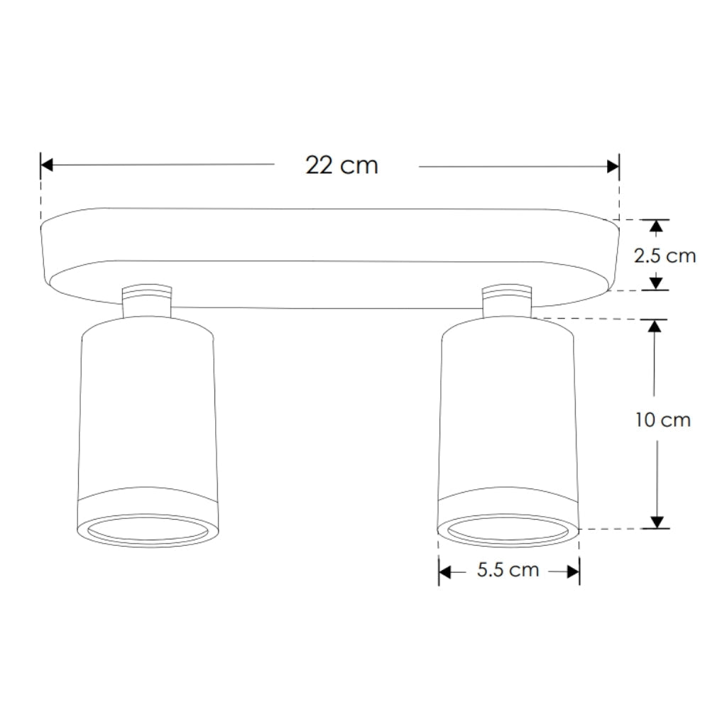 Luminaro sobreponer con dos proyectores dirigibles para MR16 GU10 (no incluidos), acabado negro o blanco, fabricado en policarbonato de iLumileds