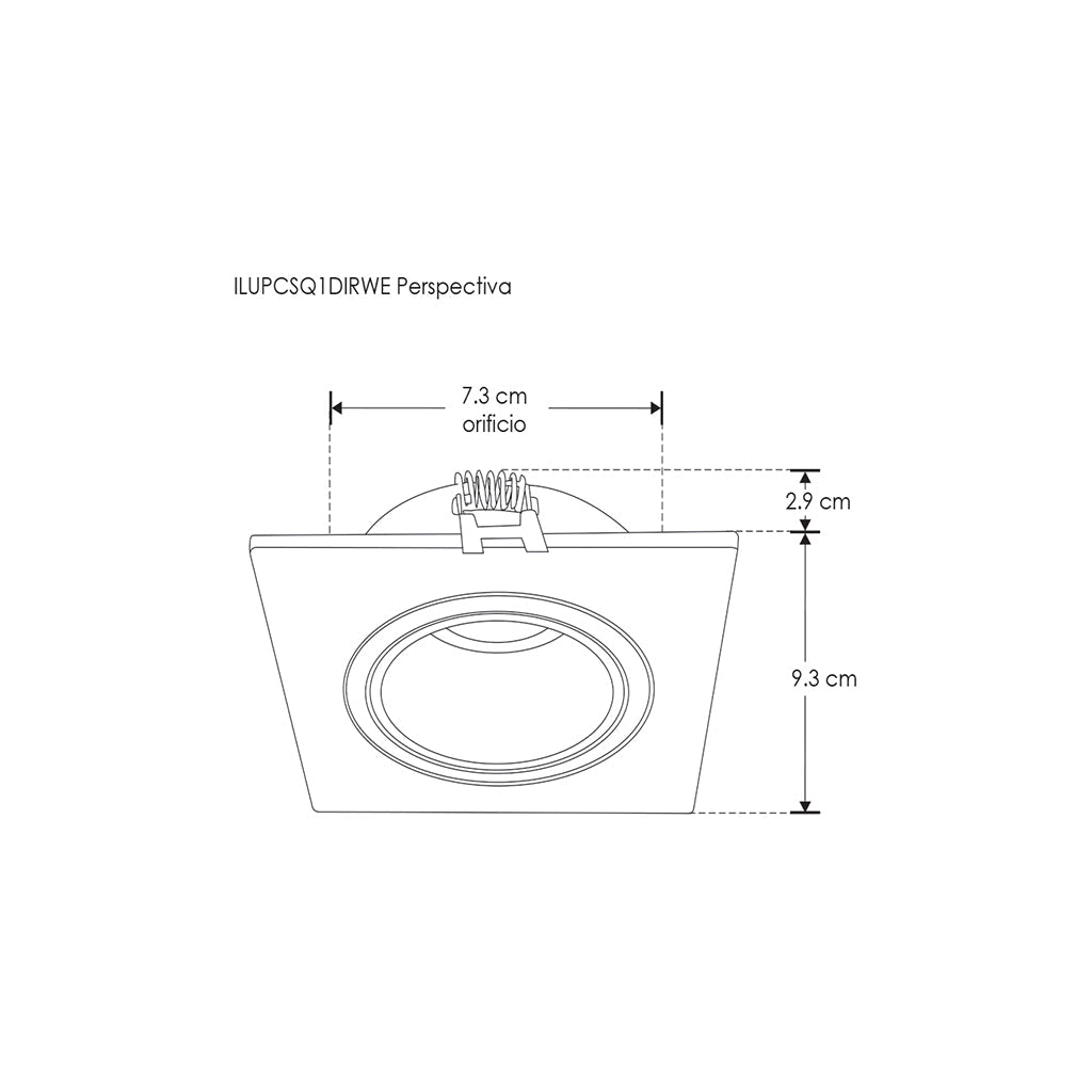 Downlight cuadrado dirigible de bajo deslumbramiento de policarbonato, para lámpara MR16, incluye conector GU5.3 de iLumileds