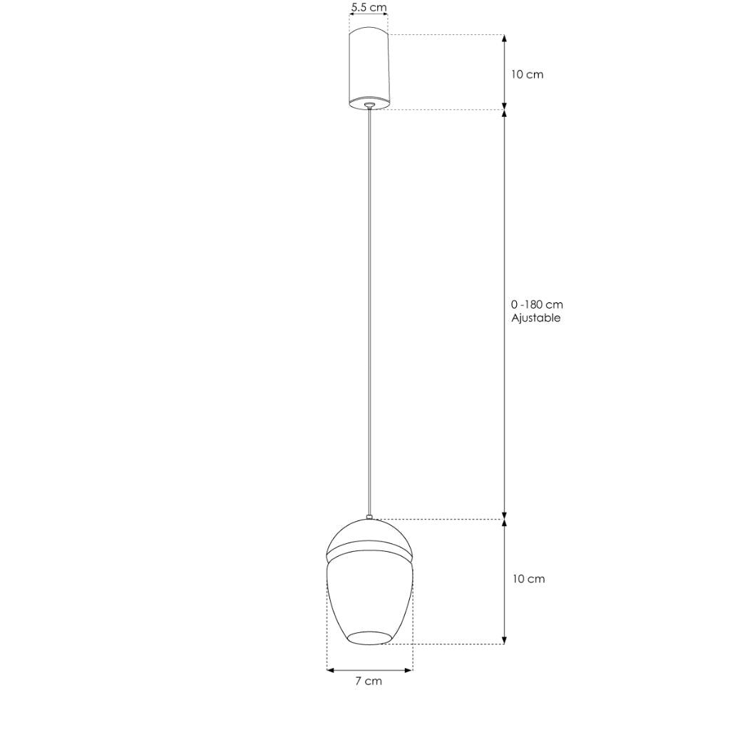 Luminario Zandor Ovoide de luz acabado negro para suspender 5W 24° luz cálida (3000K), suspensión ajustable 0-185cm de línea Europea iLumileds