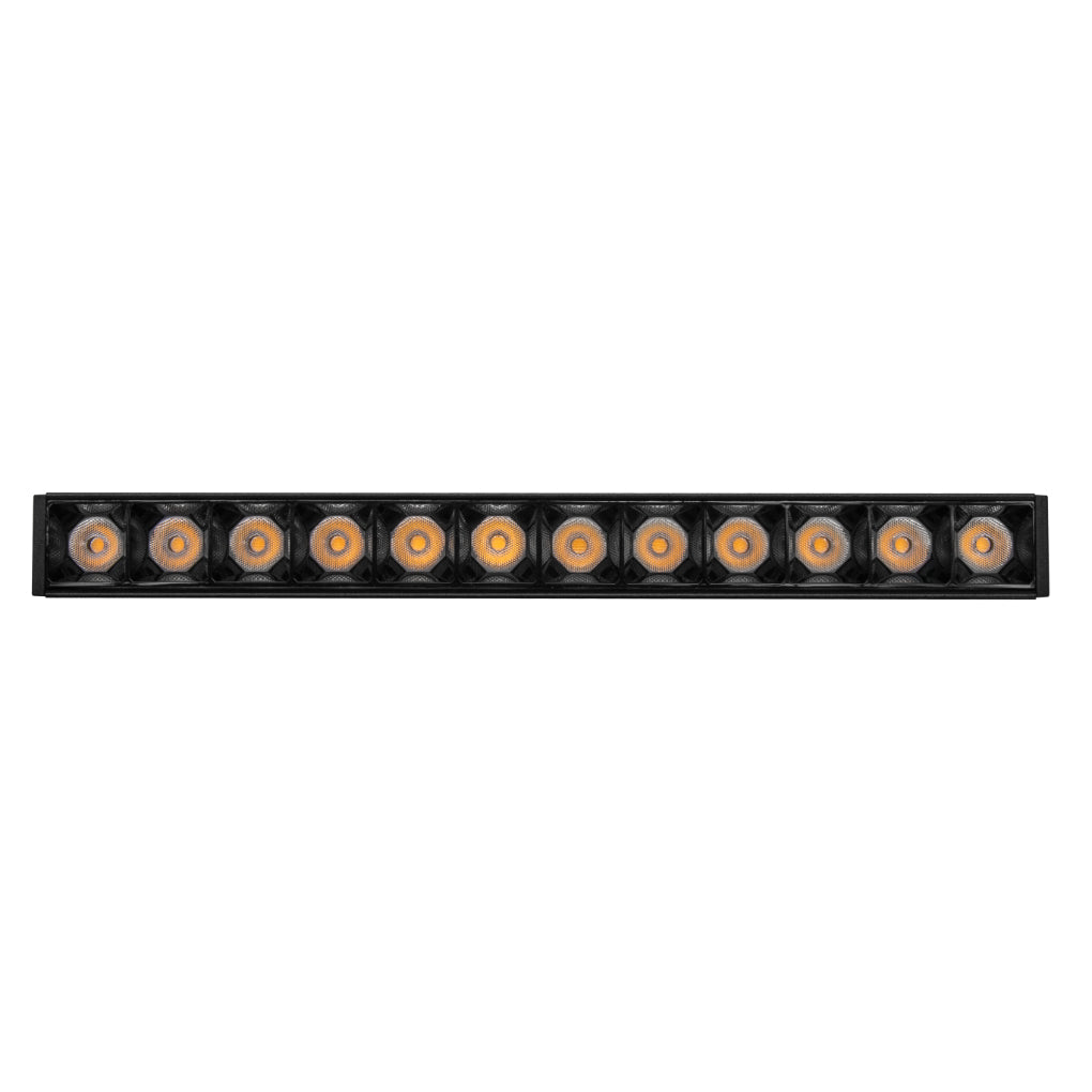 Luminario tipo rectangular puntual dirigible 12W 24° 12 cuerpos ópticos 48V 3000K para riel magnético de iLumileds