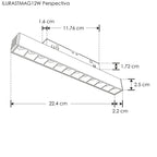 Luminario tipo rectangular puntual 12W 24° 12 cuerpos ópticos 48V 3000K para riel magnético de iLumileds