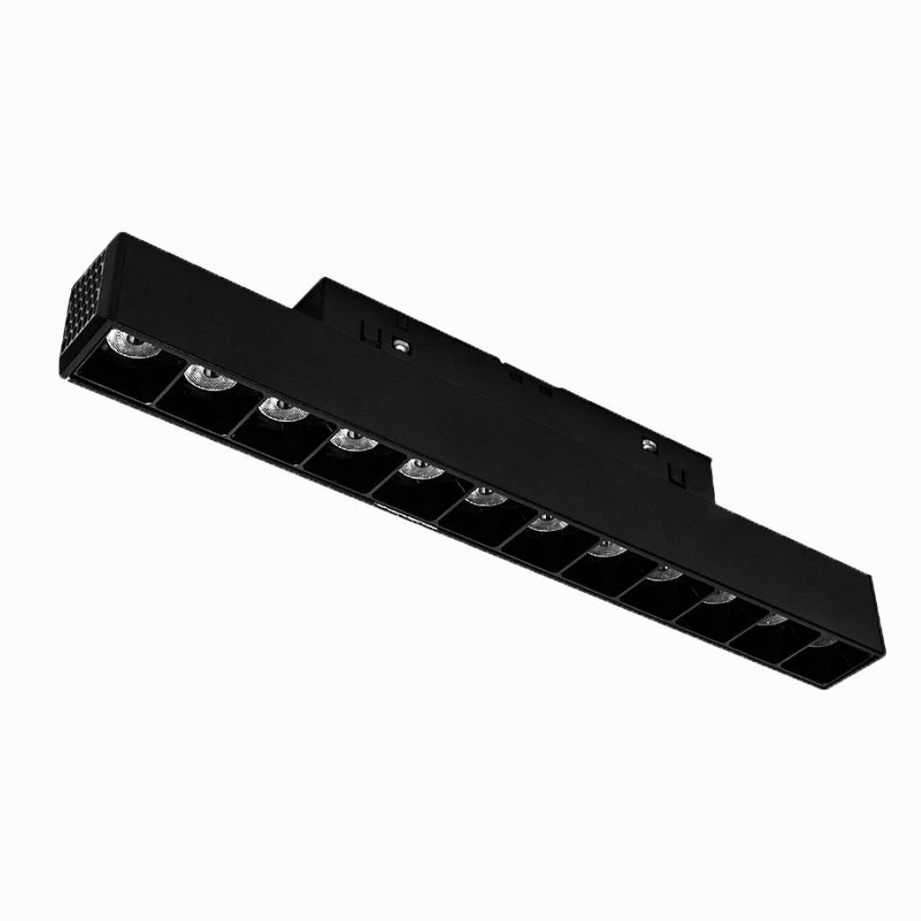 Luminario tipo rectangular puntual 12W 24° 12 cuerpos ópticos 48V 3000K para riel magnético de iLumileds