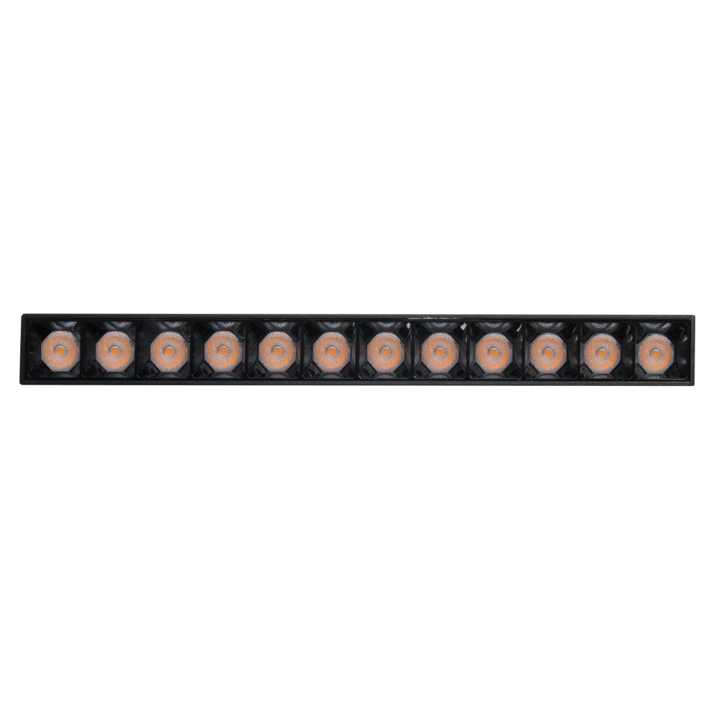 Luminario tipo rectangular puntual 12W 24° 12 cuerpos ópticos 48V 3000K para riel magnético de iLumileds