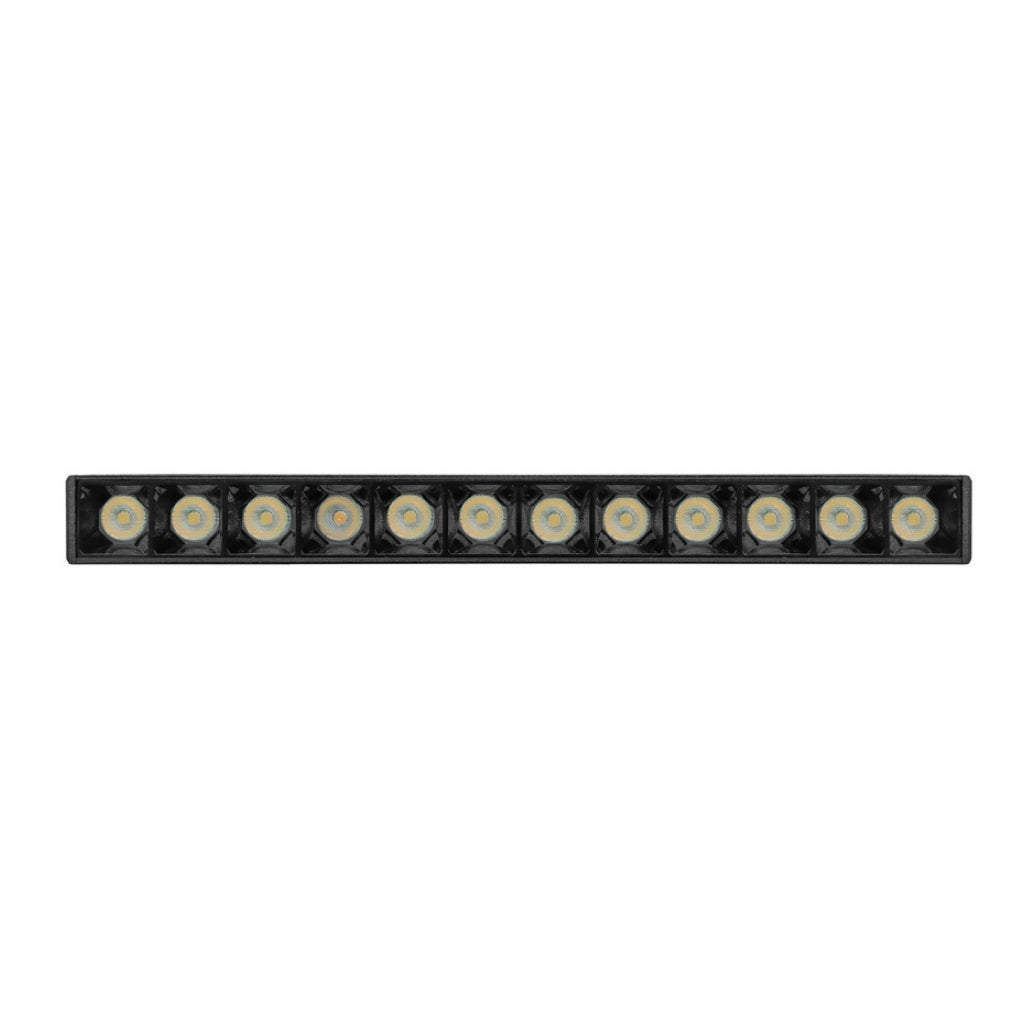 Luminario tipo rectangular puntual 12W 24° 12 cuerpos ópticos 48V cambio de color de luz vía app o iterruptor físico de cálido a frío - 2700K - 4100K - 5500K, para riel magnético de iLumileds