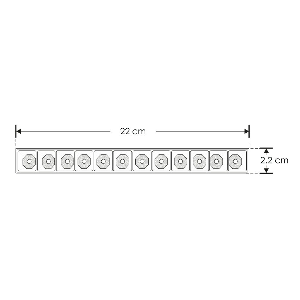 Luminario tipo rectangular puntual 12W 24° 12 cuerpos ópticos 48V cambio de color de luz vía app o iterruptor físico de cálido a frío - 2700K - 4100K - 5500K, para riel magnético de iLumileds